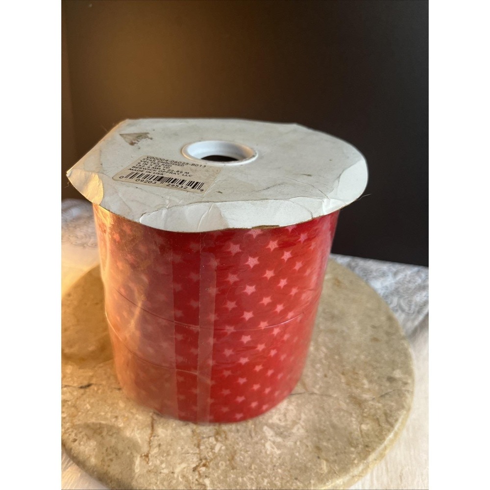 Vintage Berwick Red Velvet Red Star Embossed Floral Craft Ribbon 6" X 25yds